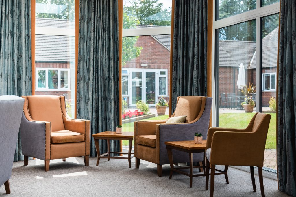 Seating area by a window. 