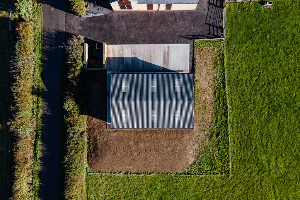 Aerial view of small garage